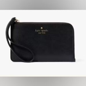 NWT Kate Spade Black Leather Wristlet